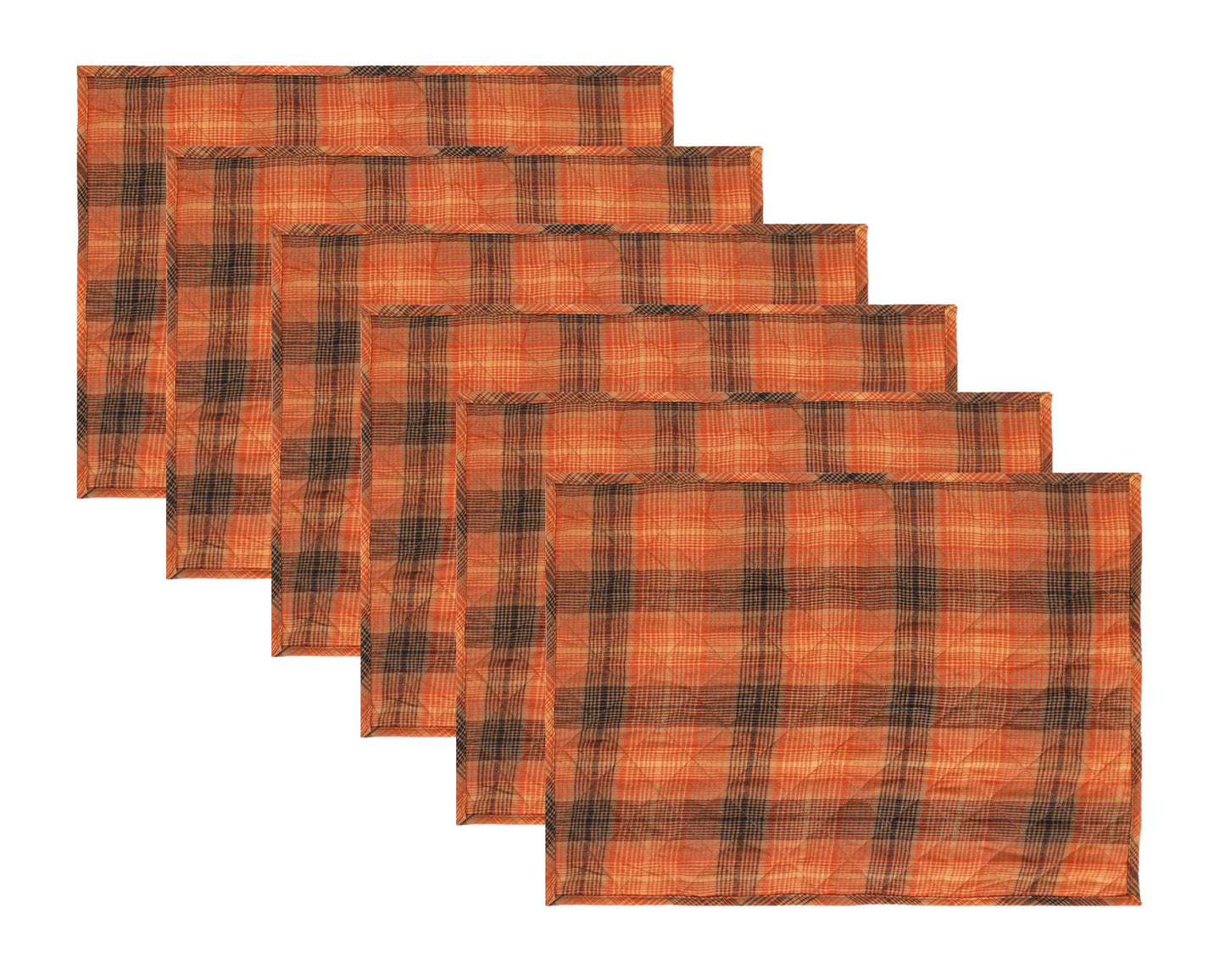 Quilted PLACEMAT Autumn color Country Plaid 14"X19" by HOME HEART Brands/Table mat(5933)