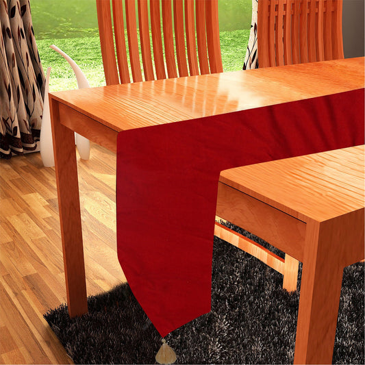 Velvet Table Runner & Toppers Premium burgundy velvet fabric double layer reversible Decorative by Home Heart Brands(made in India)