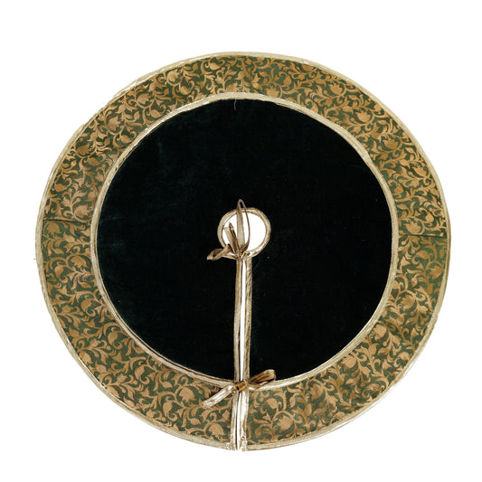 Christmas tree skirt classic micro green Velvet fabric with Brocade Fabric Border Thick Double Layer by HOME HEART Brands