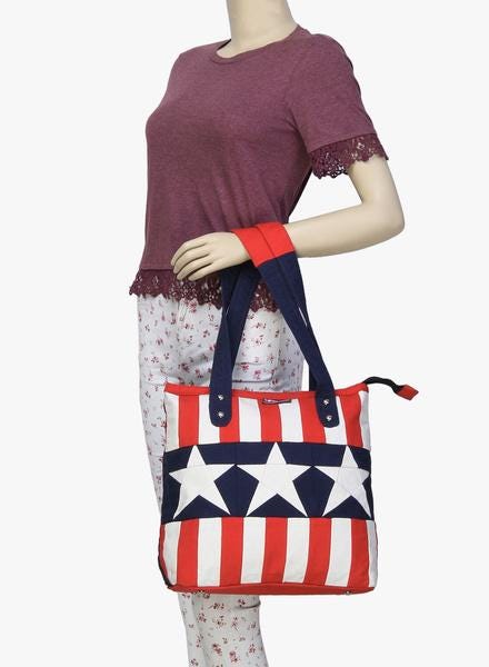 Hand bag American Star duck cotton heavy fabric Tote Bag Shopping Bag, USA flag Patterned Shopping Bag in two style by HOME HEART Brands