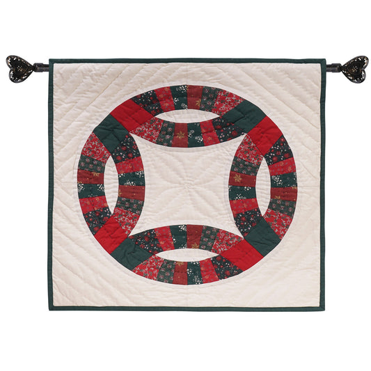 Hand Quilted table topper, square mat runner, patchwork , small quilt, Calico floral prints sew pocket by HOME HEART Brands(Made in India)