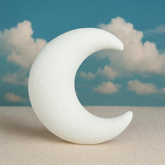 Sherpa moon pillow soft plush, neutral moon pillow, neutral moon decor, sherpa moon shaped pillow by HOME HEART Brands (Made in India)