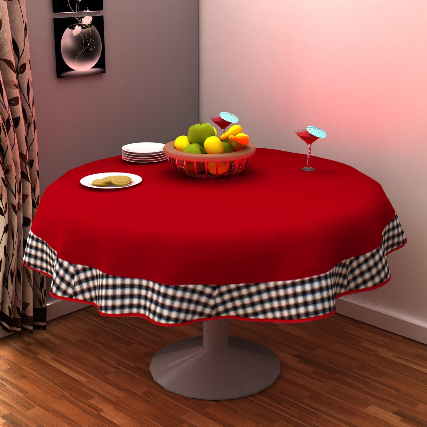 Table Cloth Red Cotton 10oz(310 gsm) duck Canvas Fabric Dining Tablecover for Decoration Machine Washable Made in India by Home Heart Brands
