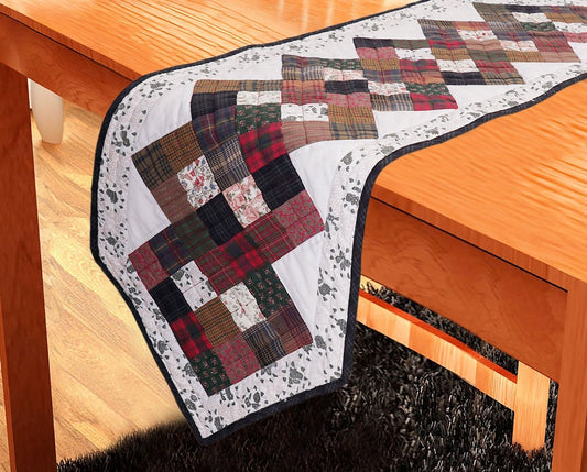 Quilted Table Runner & Toppers Patchwork country Chain link charms square calico cotton mix fabric by HOME HEART Brands(Made in India)