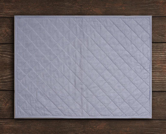 Quilted placemat table mat 100% cotton denim blue chambray 14"X19" by HOME HEART Brands (made in INDIA)
