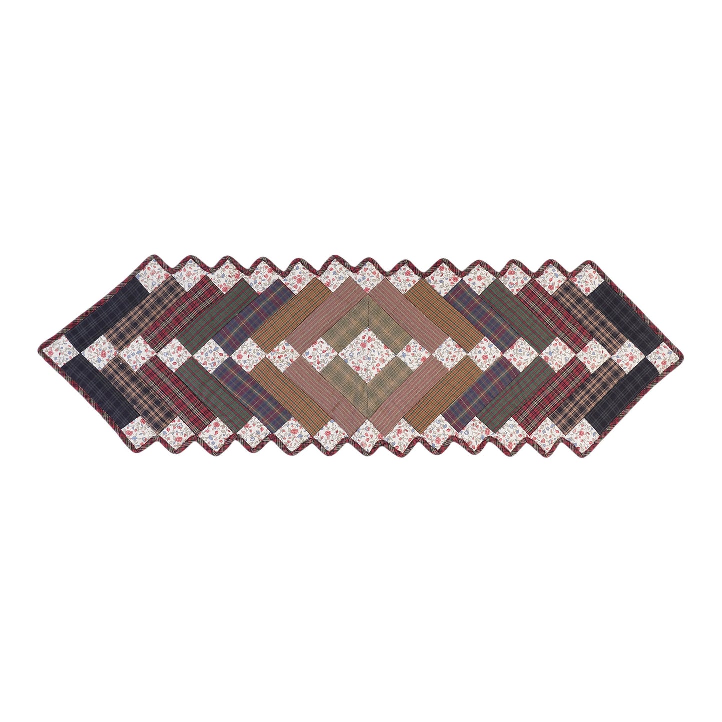 Quilted Table Runner & Toppers country patchwork Mix plaid, print cotton fabric Charming square by HOME HEART Brands (Made in India)