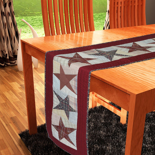 Quilted Table Runner & Toppers patchwork colonial country star primitive plaid by HOME HEART Brands( made in INDIA)