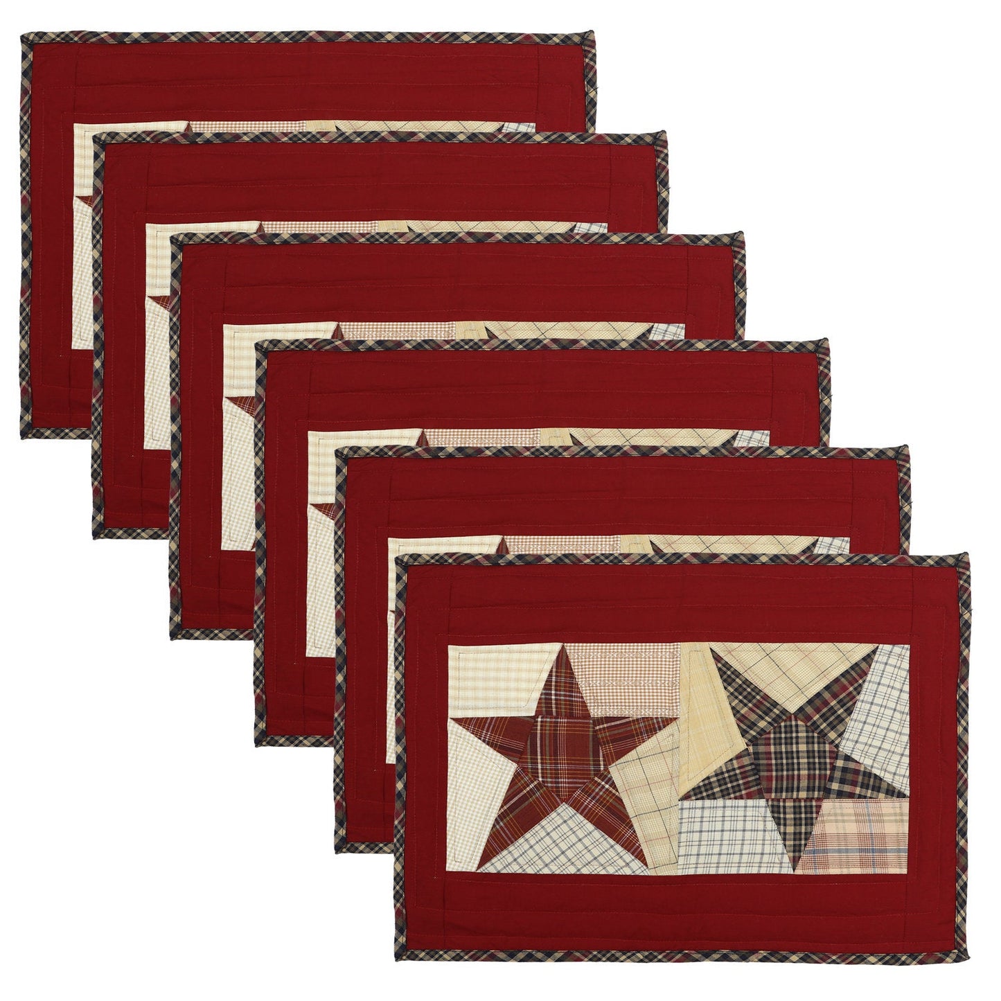 Quilted placemat & table mat patchwork rustic star country plaid by HOME HEART Brands( made in INDIA)