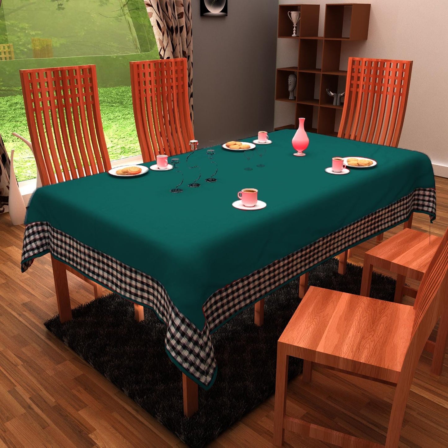 Table Cloth Myrtle Green 10oz(310 gsm) duck Canvas cotton Fabric Dining Tablecover and Machine Washable Made in India by Home Heart Brands