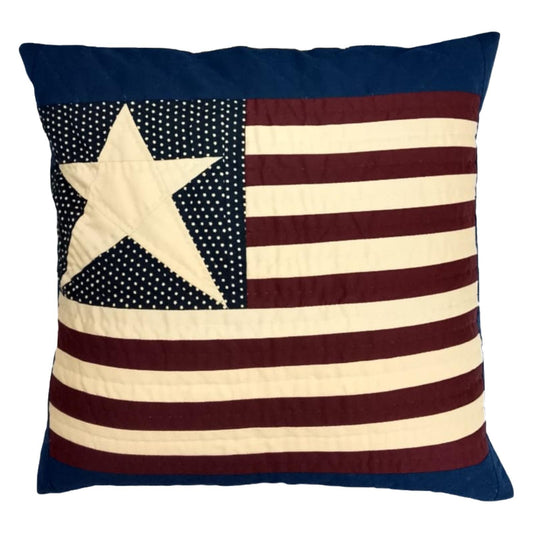 Hand made hand quilted patchwork pillow, cushion cover, calico American Flag Primitive pillow cover by HOME HEART Brands(made in India)