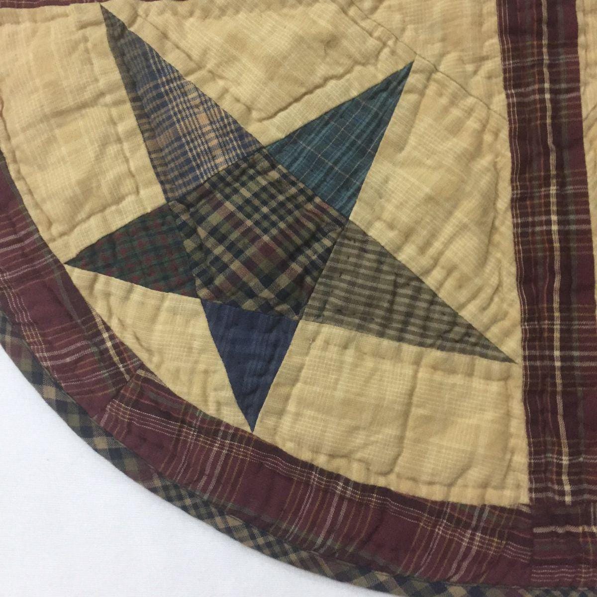 Christmas tree skirt hand made hand quilted Wishing star plaid patchwork Heirloom thick Quality by HOME HEART Brands (Made in India)
