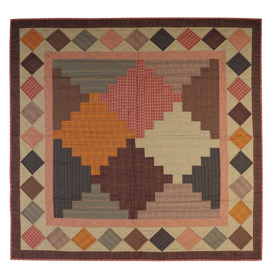Hand Quilted Throw quilt, wall hanging ,Table Topper 45"x45" patchwork country Autumn Rocky mountain by Home Heart brands (Made in India)