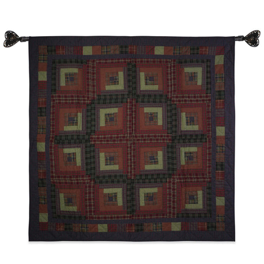 Throw Quilt, wall hanging quilt,Table Topper quilt 44"x44" Log cabin patchwork Hand Quilted 100% Cotton by Home Heart brands (Made in India)