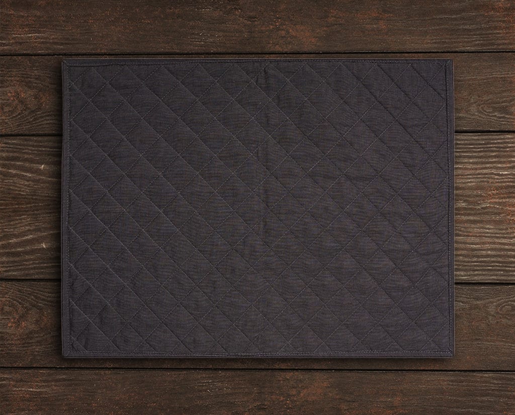 Quilted placemat table mat black 100% cotton chambray 14"X19" by HOME HEART Brands (made in INDIA)