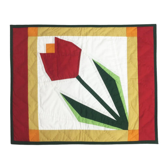 Hand made hand quilted crafted placemats, table topper, patchwork Calico antique Tulip quilt 14"X19" by HOME HEART Brands (Made in India)