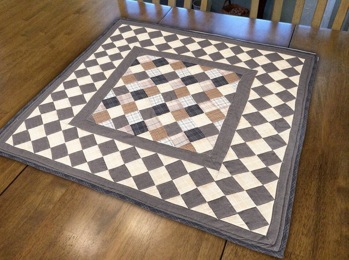 Quilted Table runners, Wallhanging & Table Toppers country Farm Mix plaid patchwork with sew pocket by Home Heart brands (Made in India)