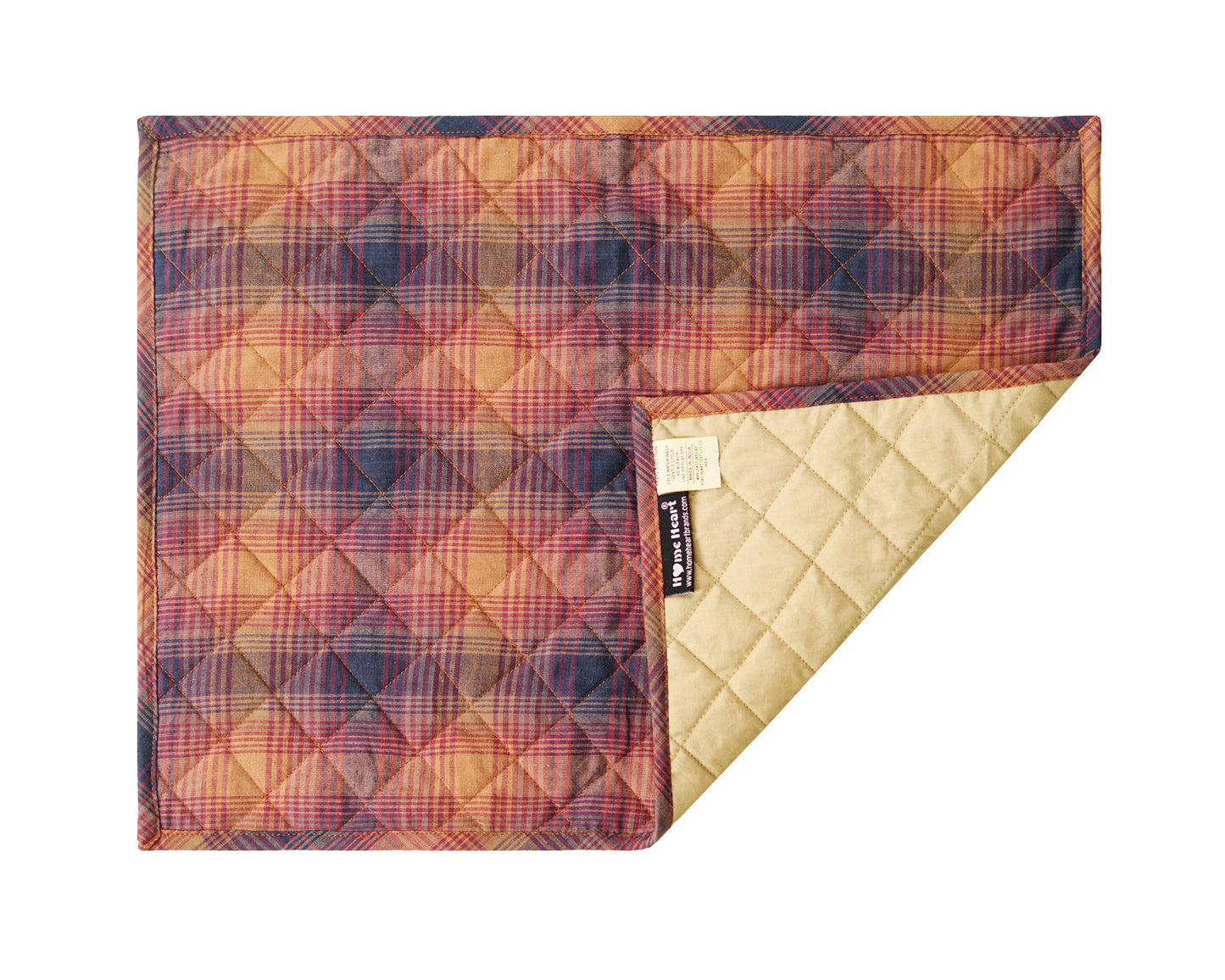 Quilted PLACEMAT Country fall colorful Plaid 14"X19" by HOME HEART Brands/Table mat(5926)