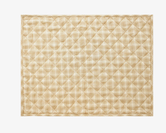 Quilted PLACEMAT holiday beige Country Plaid 14"X19" by HOME HEART Brands/Table mat(5942)