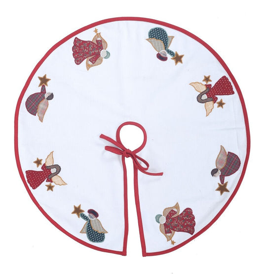 Christmas tree skirt Cotton Sturdy ivory Duck Fabric & multi colour Angel Applique style  by HOME HEART Brands