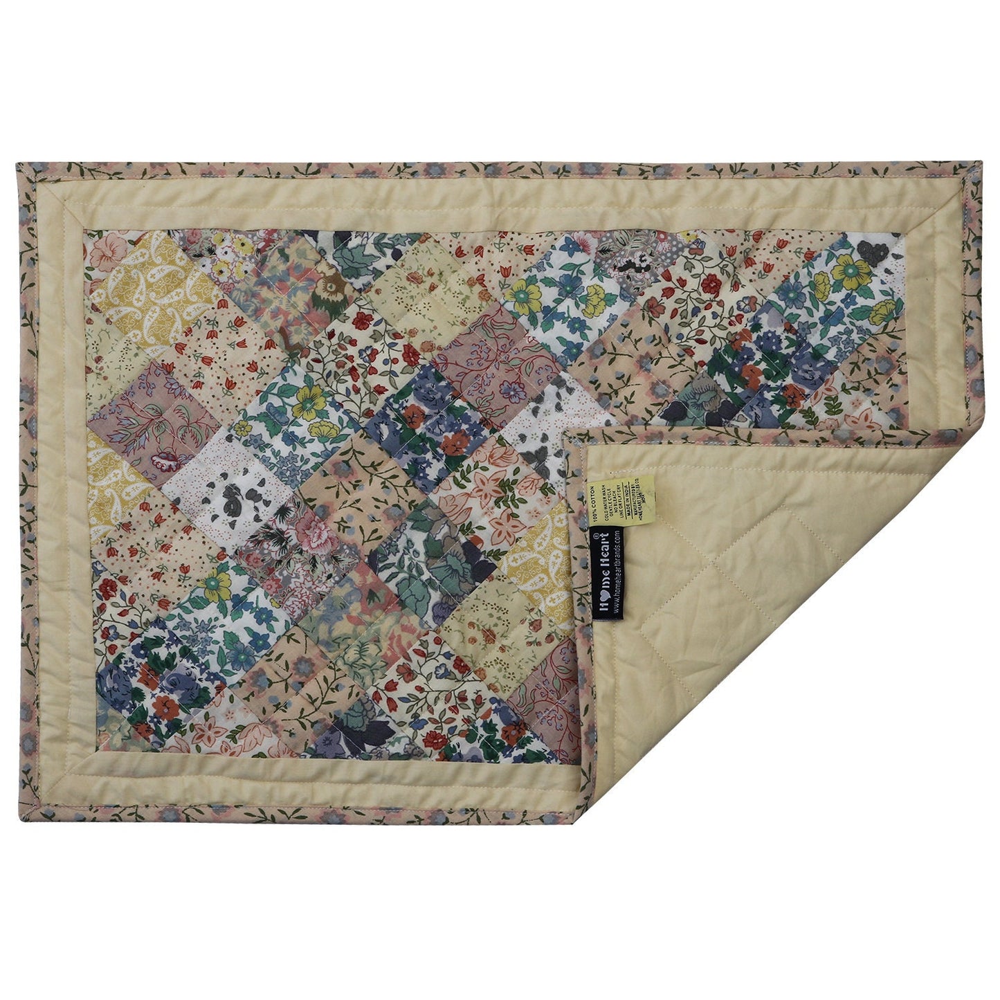 quilted placemats tablemats patchwork Calico Country Floral 14"X19" by HOME HEART Brands (Made in India)