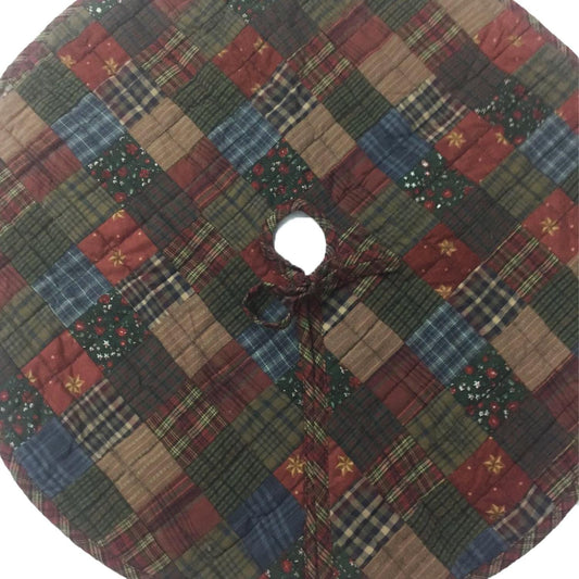 Christmas tree skirt 24 inch patchwork quilted Dazzling star assorted plaid Heirloom Quality tree skirt by HOME HEART Brands( Made in India)