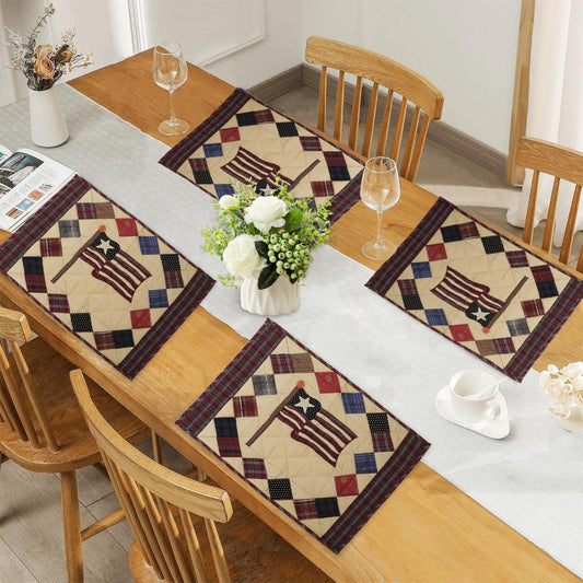 Hand made hand quilted embroidered placemats, tablemats, table topper, patchwork Old glory 14"X19" by HOME HEART Brands (Made in India)