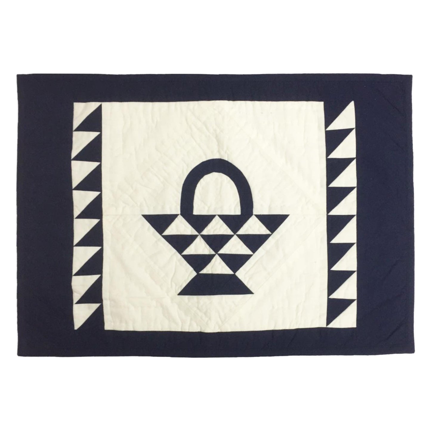 Hand made hand quilted crafted placemats, tablemats, table topper, patchwork Calico Basket 14"X19" by HOME HEART Brands (Made in India)