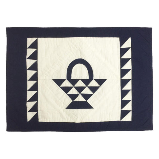 Hand made hand quilted crafted placemats, tablemats, table topper,  patchwork Calico Basket 14"X19" by HOME HEART Brands (Made in India)