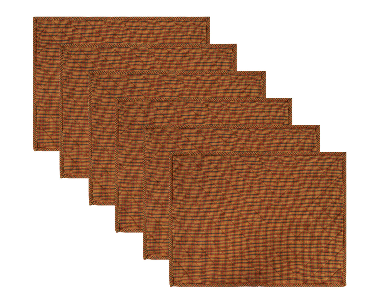Quilted PLACEMAT Country Cabin brown Plaid 14"X19" by HOME HEART Brands/Table mat(5924)