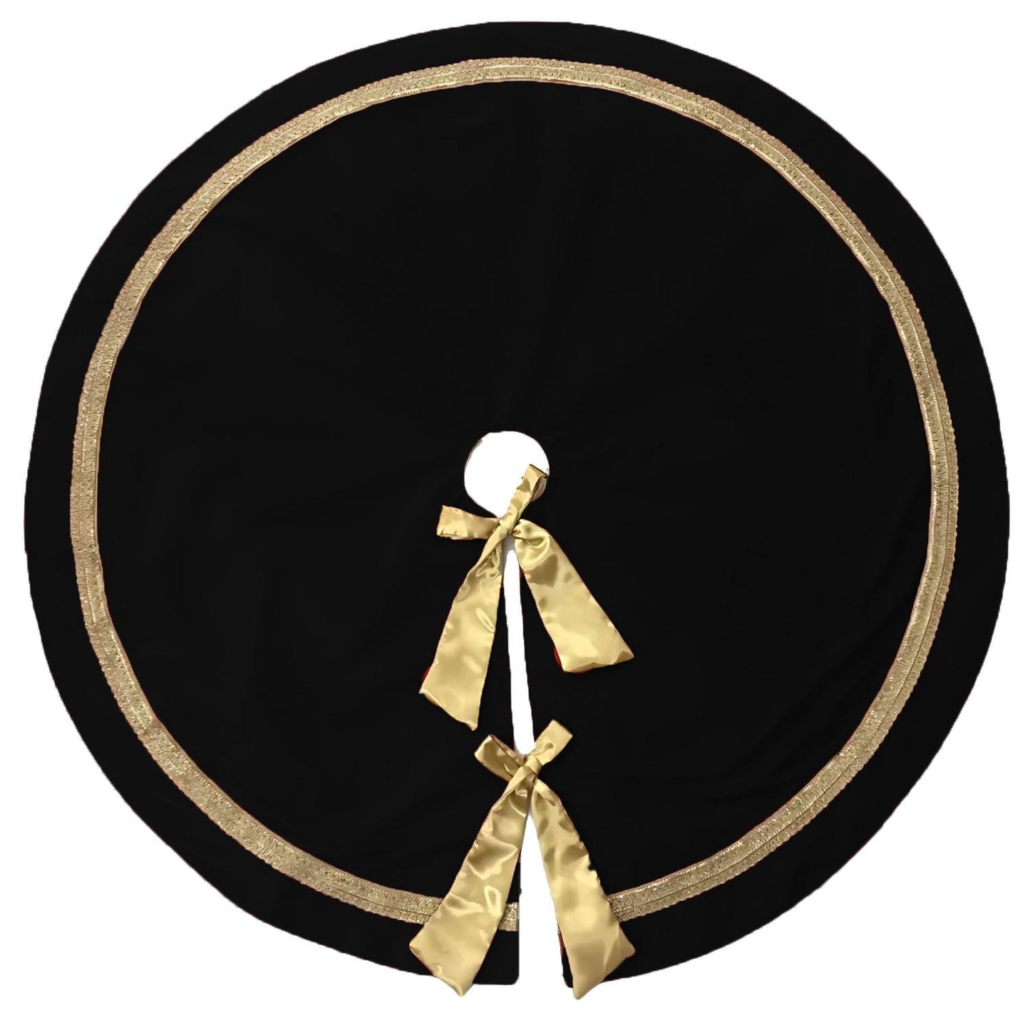 Christmas tree skirt hand crafted Luxurious black velvet & satin bow double Layer Heirloom Quality by HOME HEART Brands(Made in India)