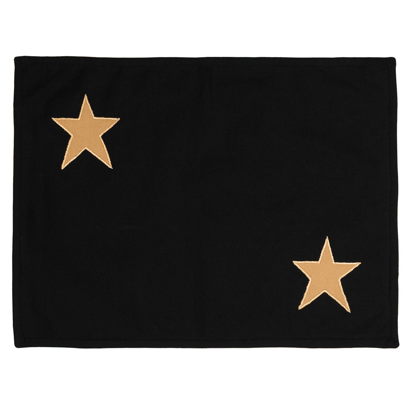 Cotton placemat & Toppers Premium tapestry cotton fabric black with beige star applique embroidered by Home Heart Brands(Made in India)