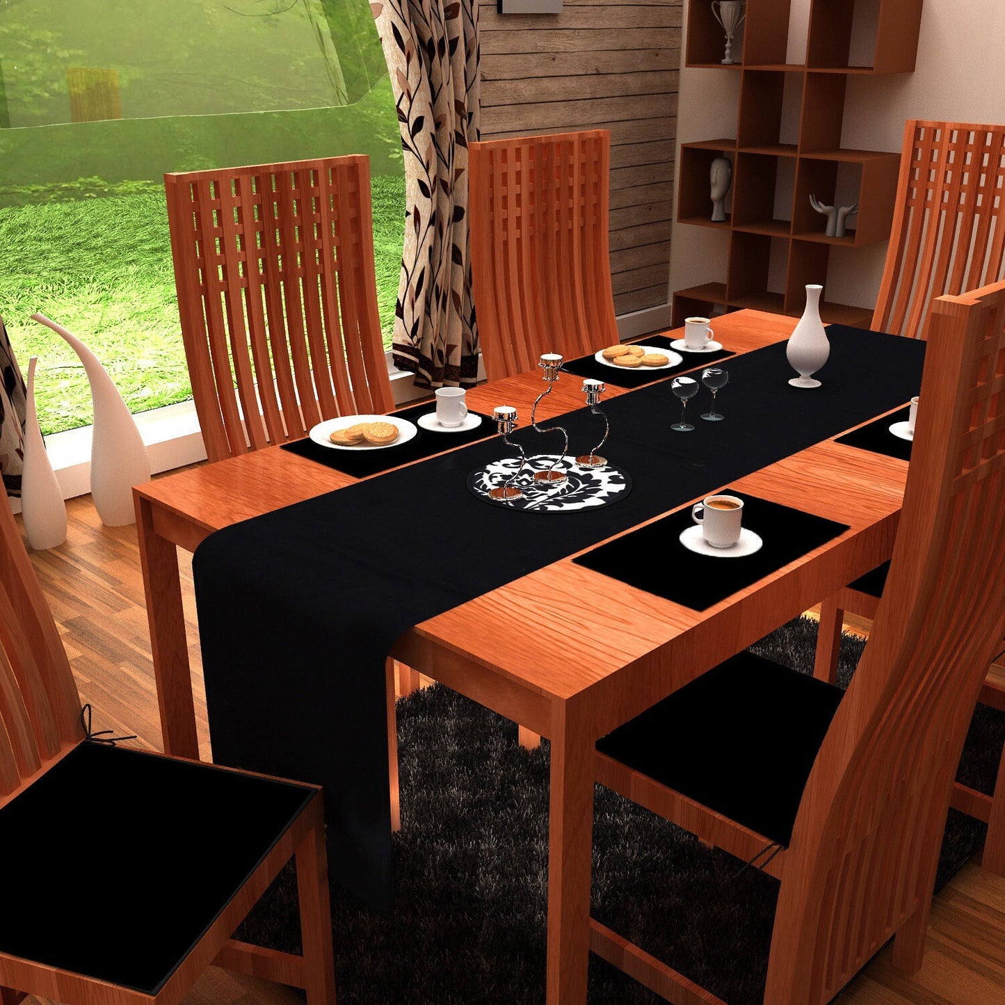 Country table runner Premium tapestry fabric black heavy cotton cloth Hemmed Table Runner & Toppers made in India by Home Heart Brands
