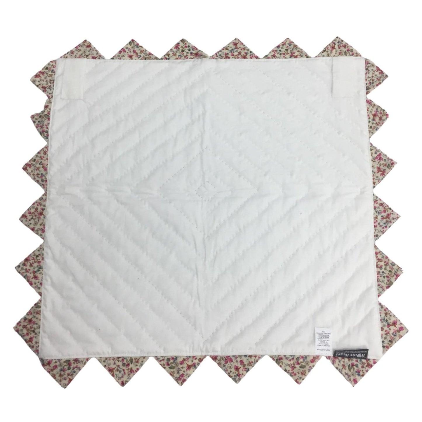 Hand made Hand quilted Block Quilt, Table Topper, Throw quilt calico floral cotton square zig zag quilt by Home Heart brands (Made in India)