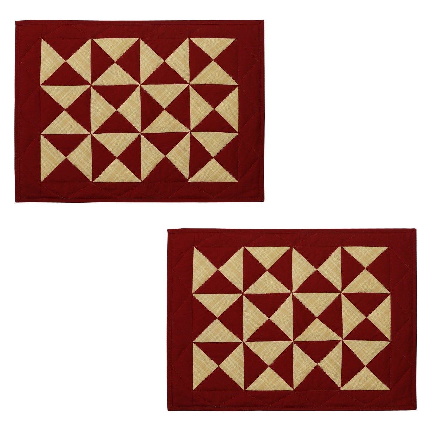Quilted placemats tablemat patchwork 14"X19" Country Kaleidoscope Burgundy Khaki by HOME HEART Brands(Made in India)