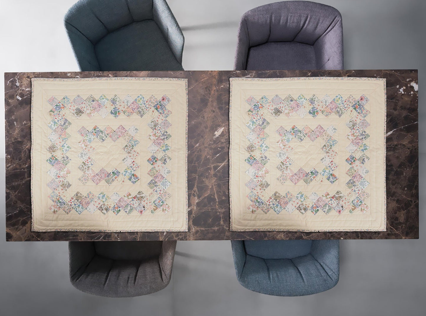 Quilted Table runners toppers, quilt, Wallhanging calico country floral patchwork with sew pocket by Home Heart brands (Made in India)