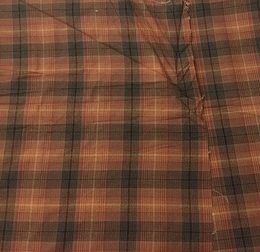 Fabric soft cotton rust black plaid home spun Fabric choose your yard in cut collection by HOME HEART Brands (Made in India)