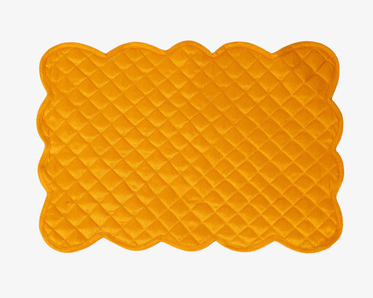 Quilted Table runner, Trivet, placemat  & Table toppers  duiponi Silk Autumn yellow color reversible by HOME HEART Brands(Made in India)