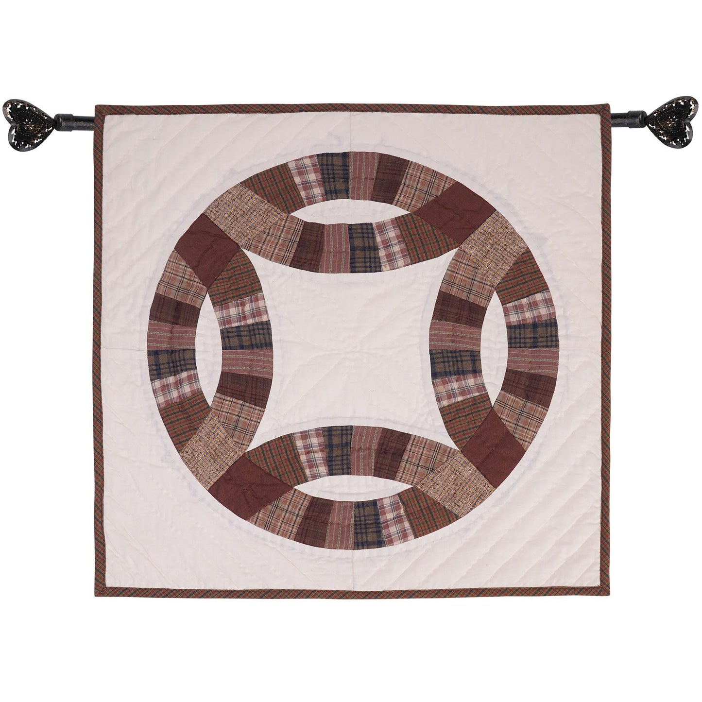Square block small quilt wall hanging 19"x19" country table topper,two sew pocket hand quilted patchwork by HOME HEART Brands(Made in India)