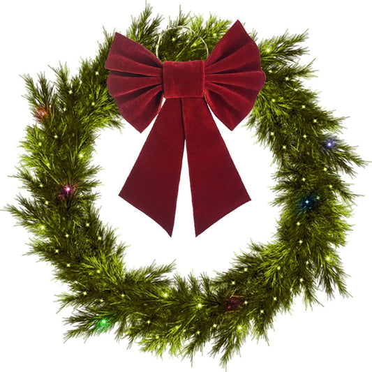 Hand crafted Bow for Wreath,Floral Arrangement,Tree Topper, Swag,Garland elegant cranberry red double layer by HOME HEART Brands( India)