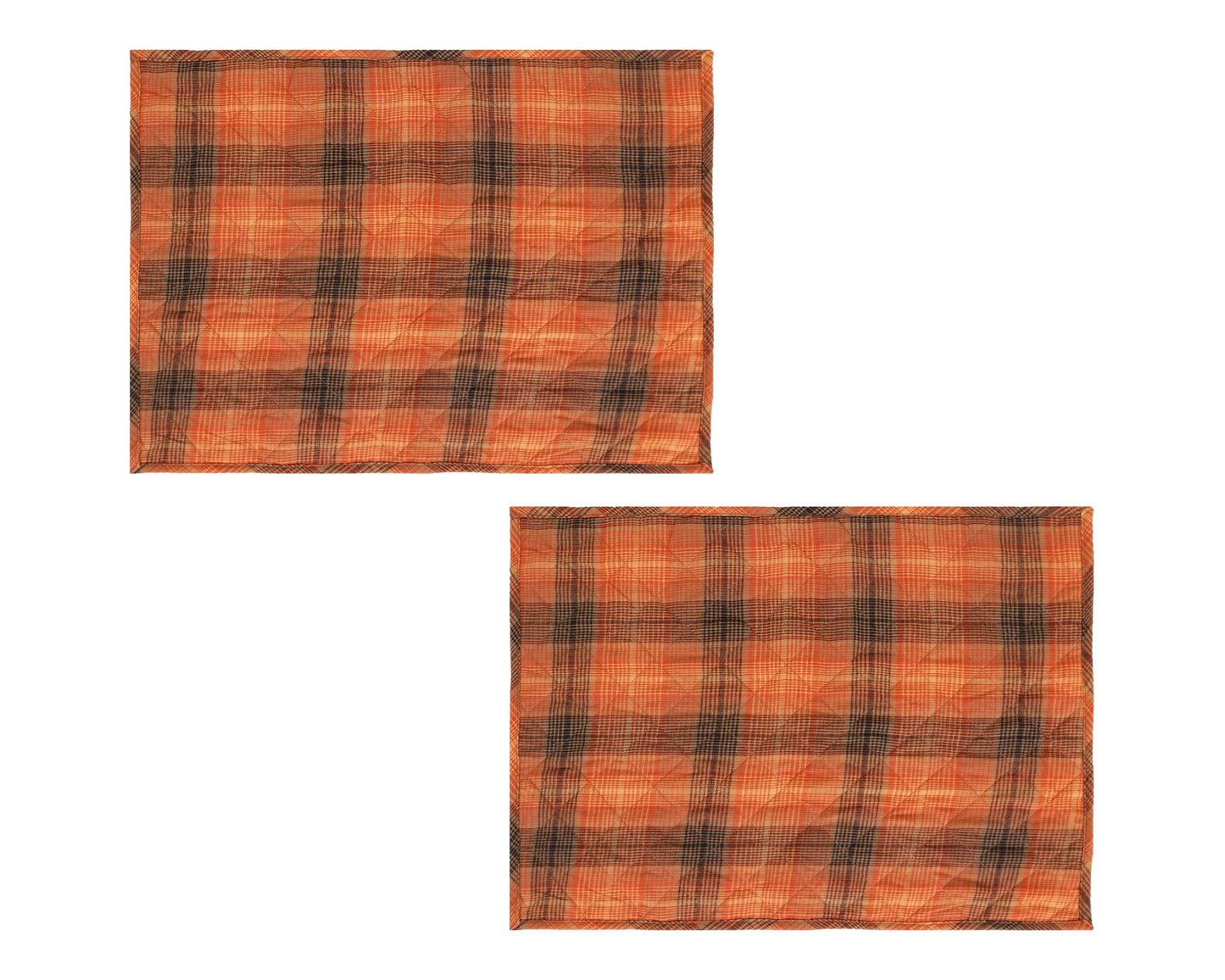 Quilted PLACEMAT Autumn color Country Plaid 14"X19" by HOME HEART Brands/Table mat(5933)