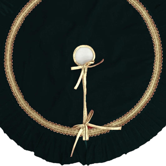 Tree Skirt with ruffle Handcrafted bottle green Velvet, Gold Trim & gold border Double Layer Heirloom by HOME HEART Brands(Made in India)