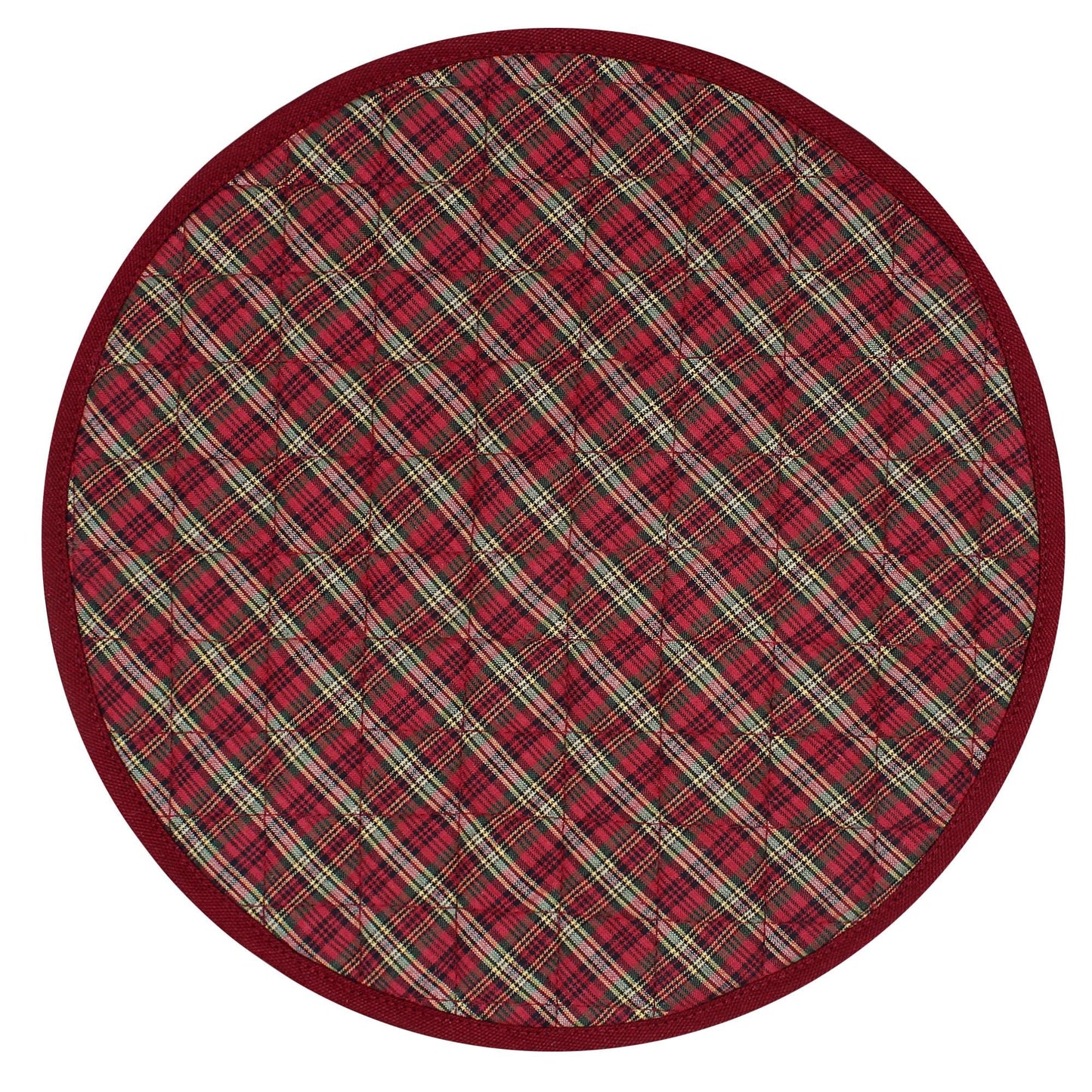 Wedge quilted placemat ,Trivet, pot holder, table mat christmas red plaid cotton reversible placemat by HOME HEART Brands(India)