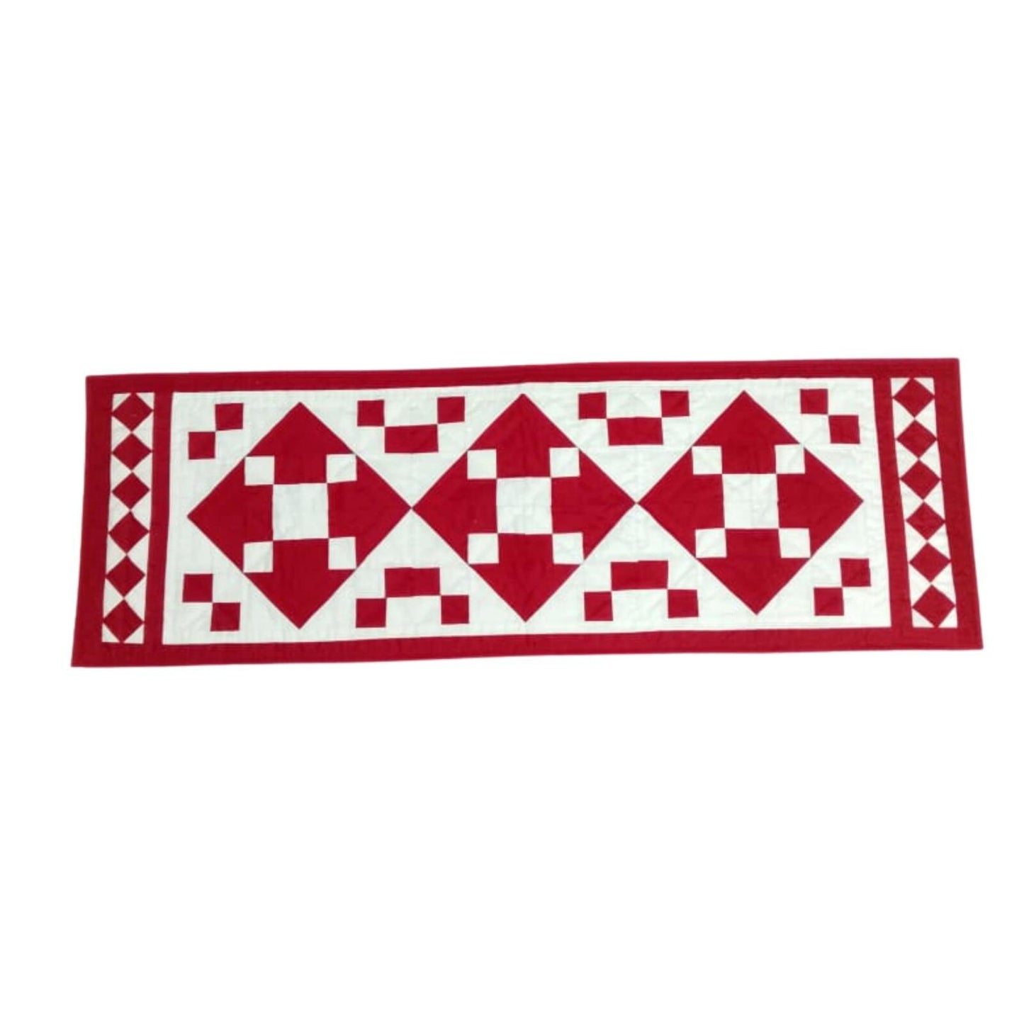 Table runner hand quilted, patchwork, Table Toppers Calico Red diamond square Patchwork Table runner by HOME HEART Brands(made in INDIA)