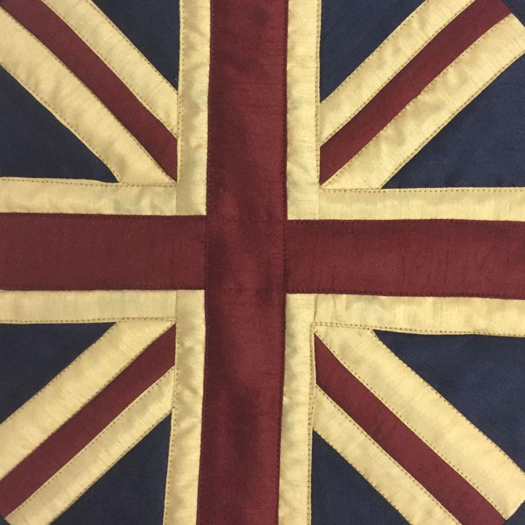 Dupioni Silk Union Jack Britain tea dyed vintage flag round quilted Table runner, Trivet, placemat  by HOME HEART Brands (Made in India)