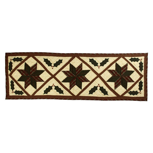 Quilted Table Runner & Toppers Christmas star galore Country embroidered patchwork 14"x44" by HOME HEART Brands(Made in India)