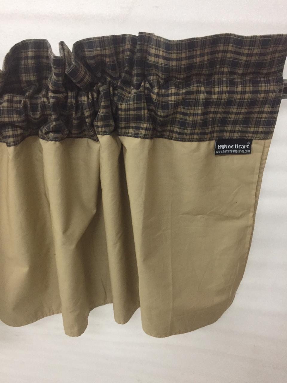 Plaid check valance panel Primitive Country black & beige Window Treatment Panels Check valance by HOME HEART Brands (Made in India)