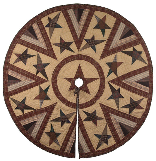 Christmas tree skirt hand made hand quilted Wishing star plaid patchwork Heirloom thick Quality by HOME HEART Brands (Made in India)