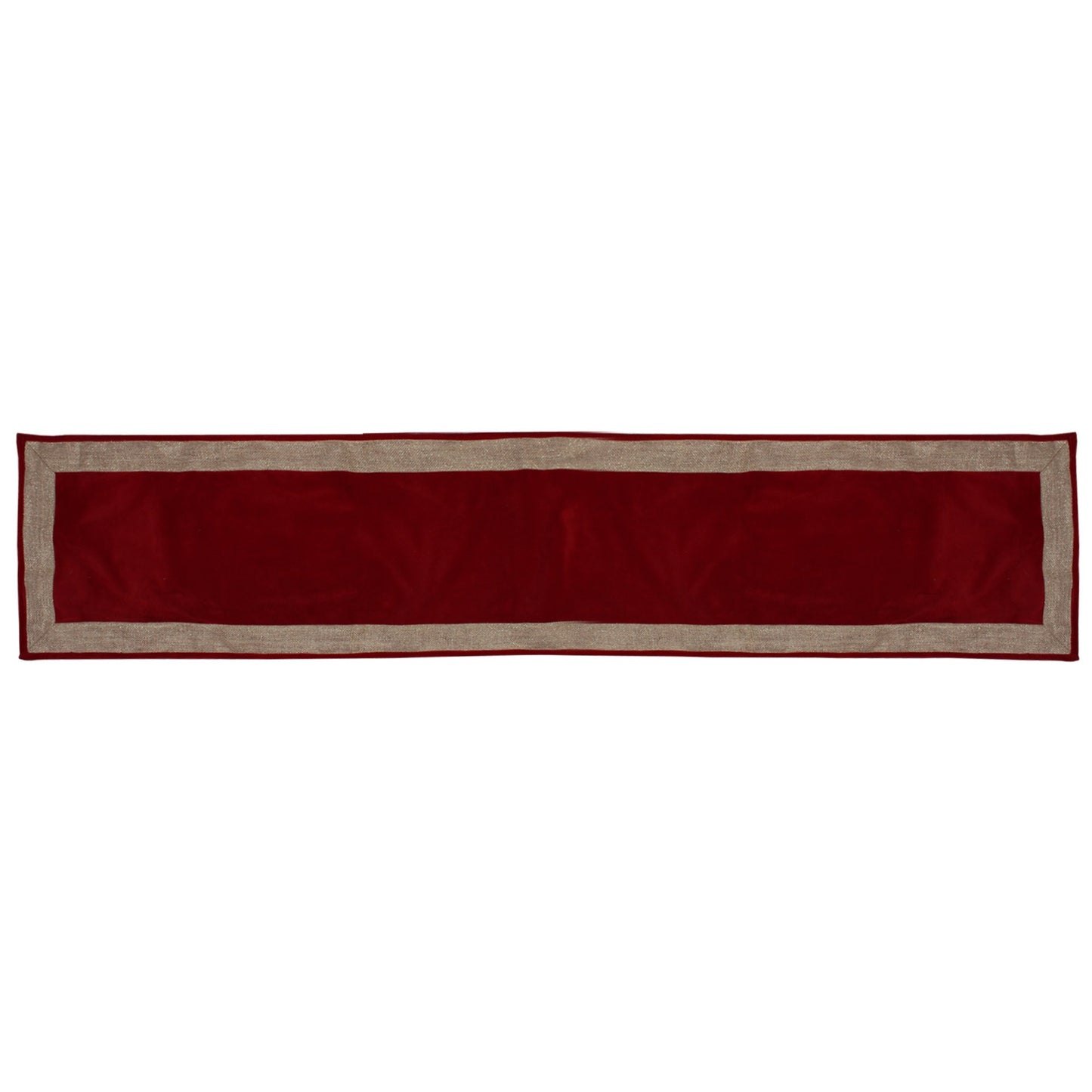 Velvet Table Runner & Toppers Premium cardinal red with ivory lurex jute border double layer by Home Heart Brands(made in INDIA)