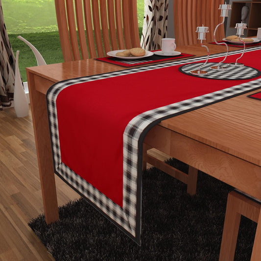 Table runner Premium tapestry fabric Red duck cotton fabric with red black border Table Runner & Toppers made in India by Home Heart Brands