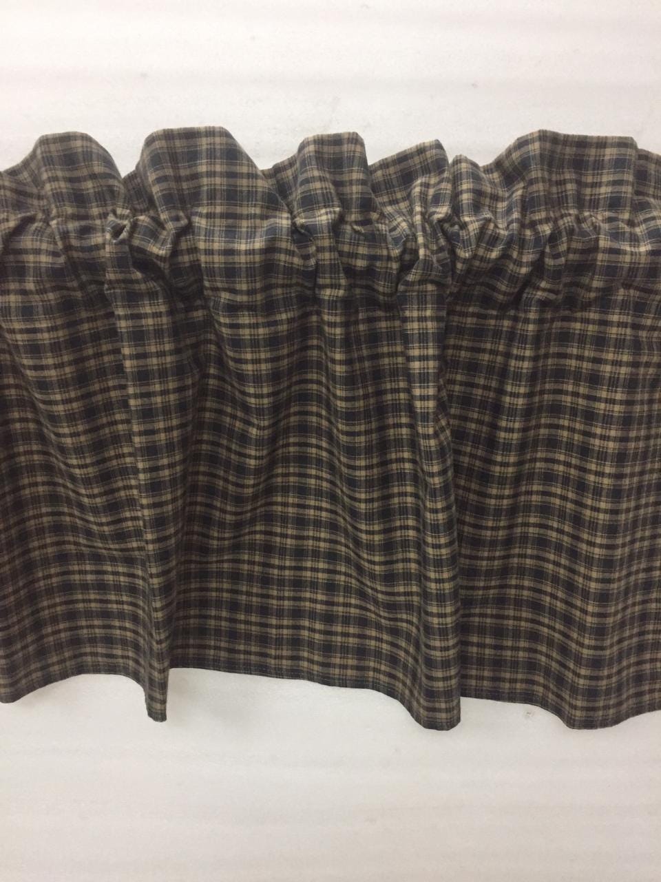Plaid check valance panel Primitive Country black & beige Window Treatment Panels Check valance by HOME HEART Brands (Made in India)
